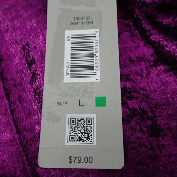 Ali Miles Tunic Top Women's Size L Purple Metallic 3/4 Sleeve Wire Collar - Picture 12 of 12